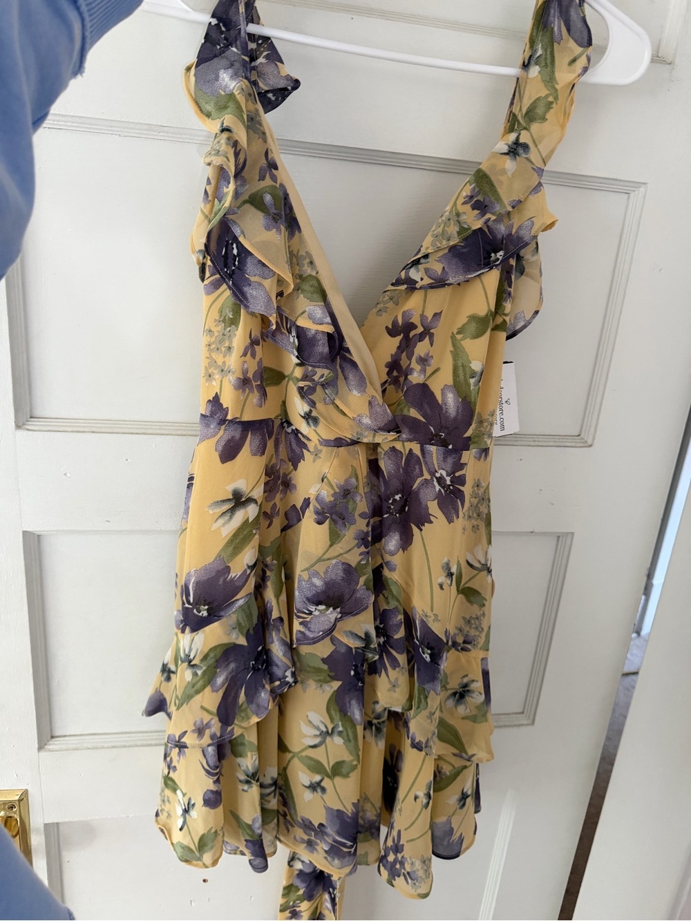 Windsor Yellow Floral Mini Dress with Purple Floral Print